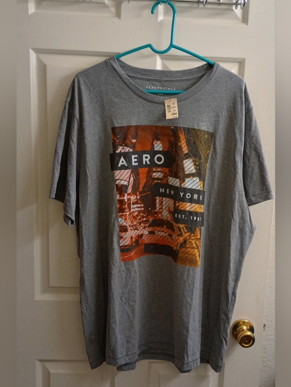 Aeropostale Men's Short Sleeve Graphic Tee 3XL Gray Aero New York Vintage